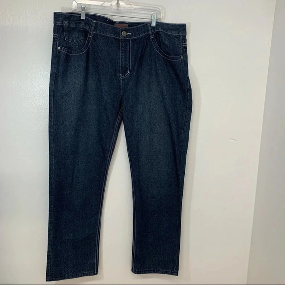 Swiss Cross Jeans Men Size 42X32  Straight Leg Embroidery Stitching  Pockets - Picture 1 of 10
